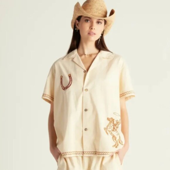 Free People The Tales Yeehaw Embroidered Cowboy Shirt 🤠 - Picture 10 of 12